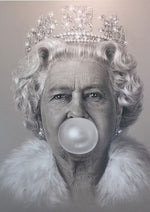 Queen Elizabeth White Bubblegum artwork printed on MDF wall poster