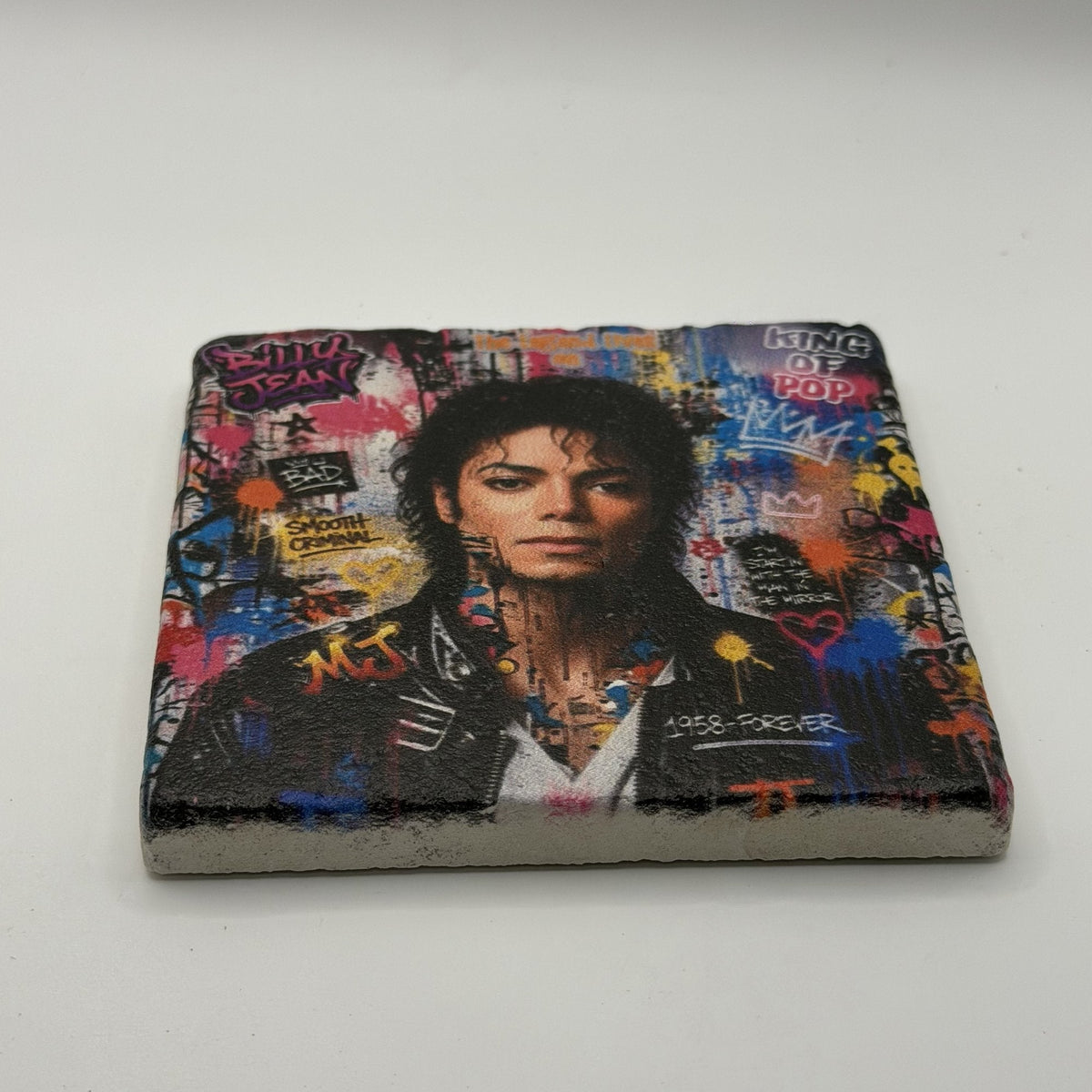 Queen Smoking Natural Travertine Stone Coaster artwork