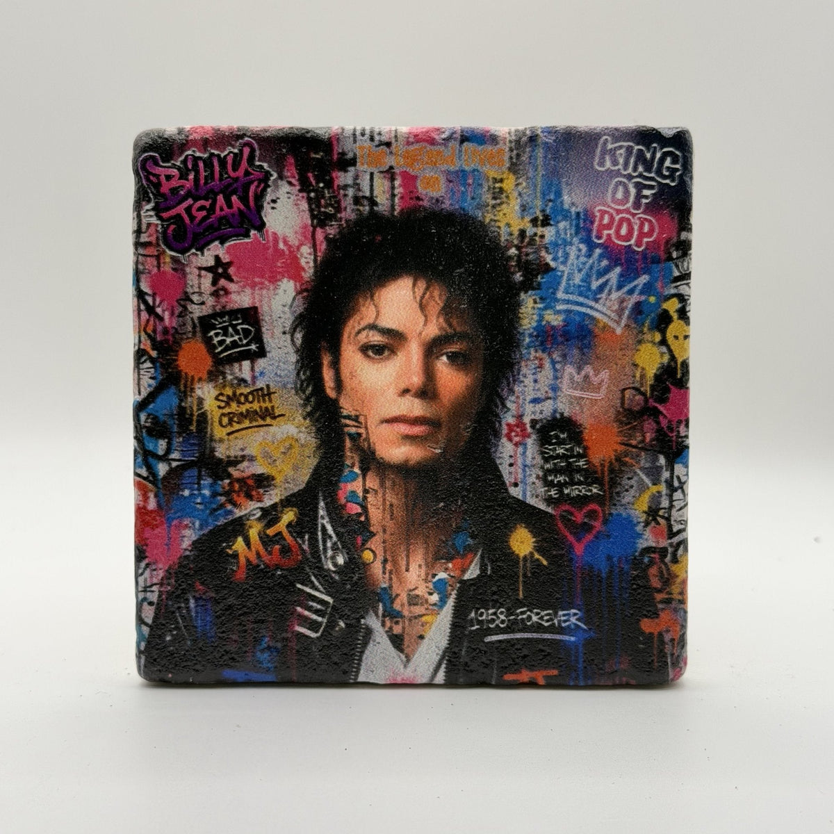 Queen Smoking Natural Travertine Stone Coaster artwork