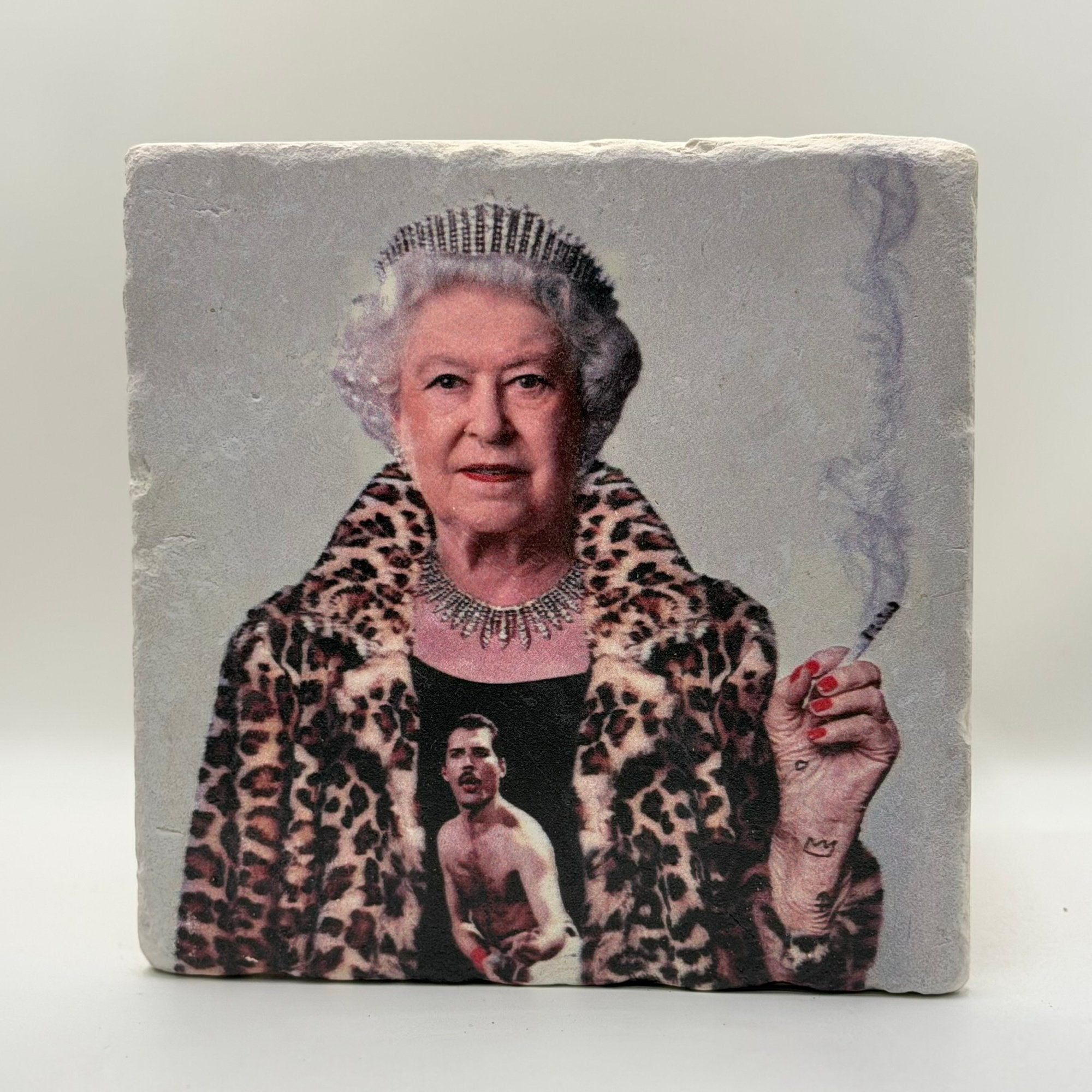 Queen Smoking Natural Travertine Stone Hotpad artwork