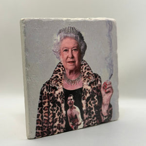 Queen Smoking Natural Travertine Stone Hotpad artwork