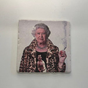 Queen Smoking Natural Travertine Stone Hotpad artwork