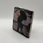 Rain Lovers design printed on square travertine stone coaster