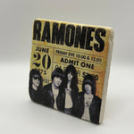 Ramones artwork printed on square travertine stone coaster