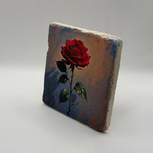 Vintage Red Rose Stone Coaster