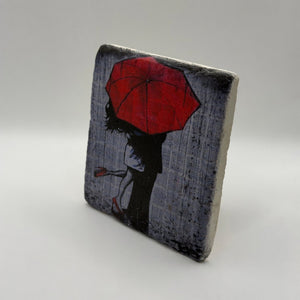 Red Umbrella Stone Coaster