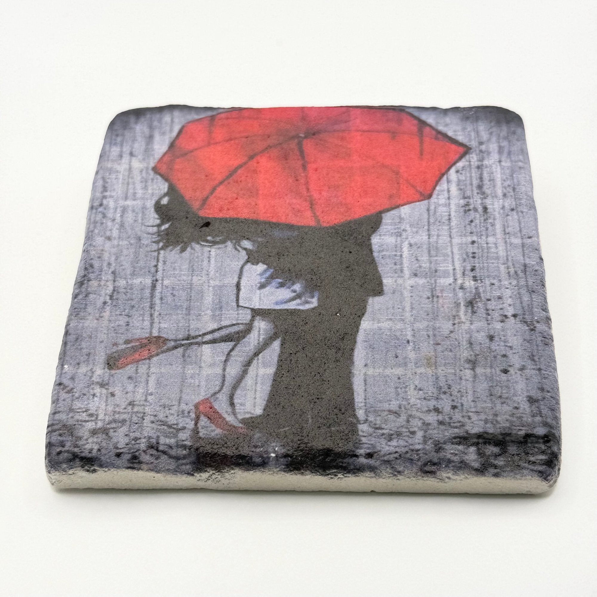 Red Umbrella Stone Coaster