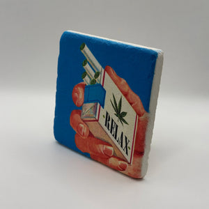 Relax Cigarette Art Stone Coaster
