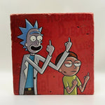Rick And Morty Red Natural Travertine Stone Hotpad artwork