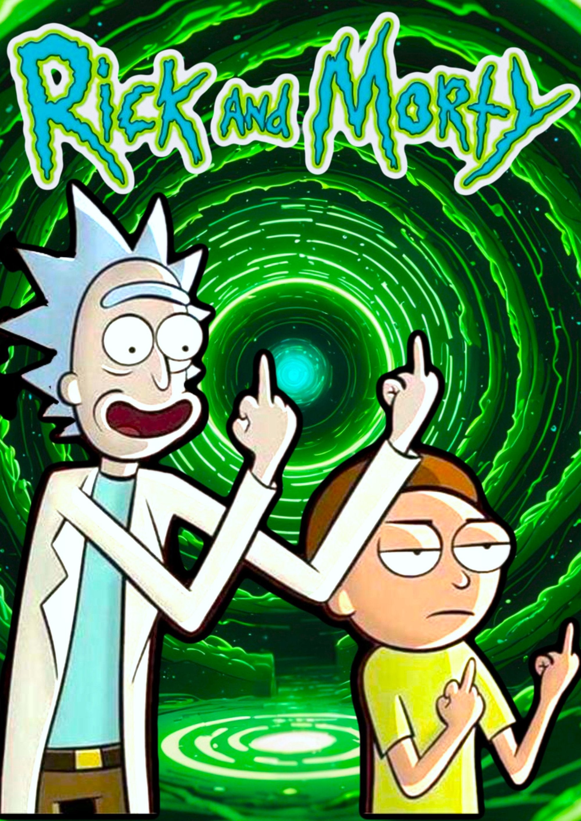 Rick and Morty Portal artwork printed on MDF wall poster