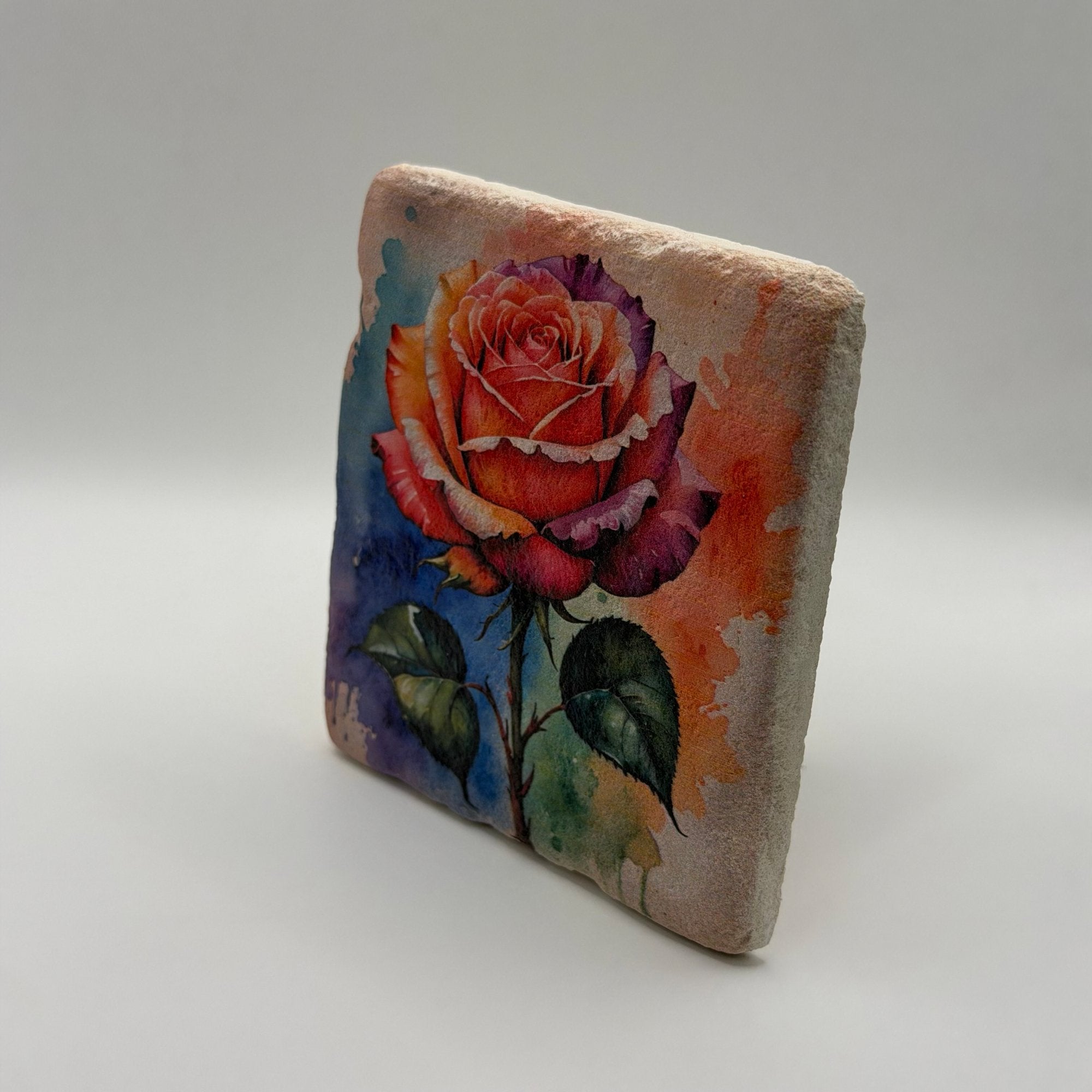 Vintage Rose Painting Stone Coaster