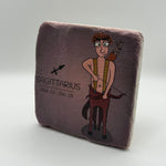 Sagittarius zodiac symbol printed on square travertine stone coaster