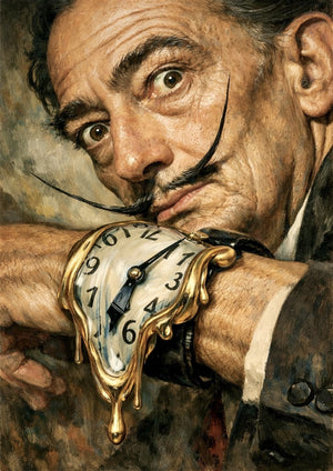 Salvador Dali's Melting Watch artwork printed on MDF wall poster