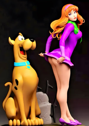 Scooby Doo and Daphne cartoon artwork printed on MDF wall poster