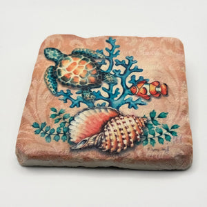 Sea Life Stone Coaster Natural Travertine