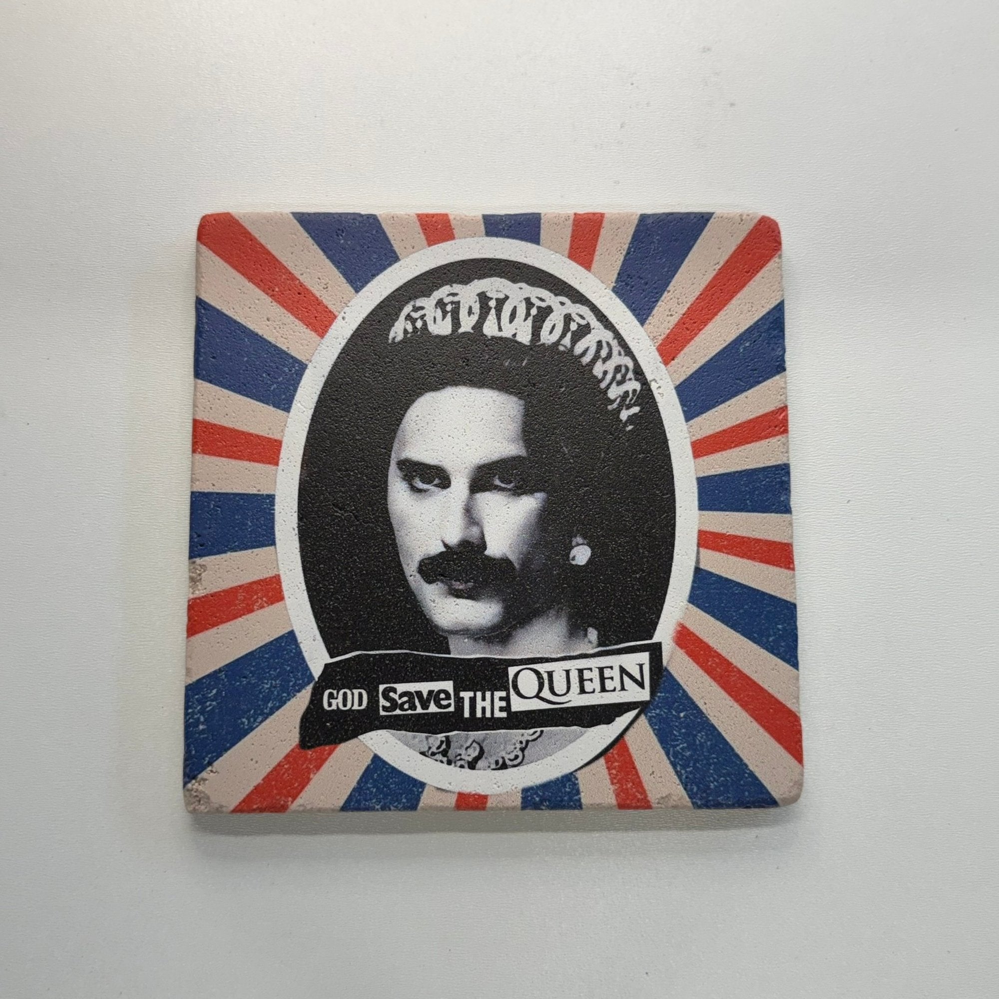 Sex Pistols God Save The Queen Natural Travertine Stone Hotpad artwork