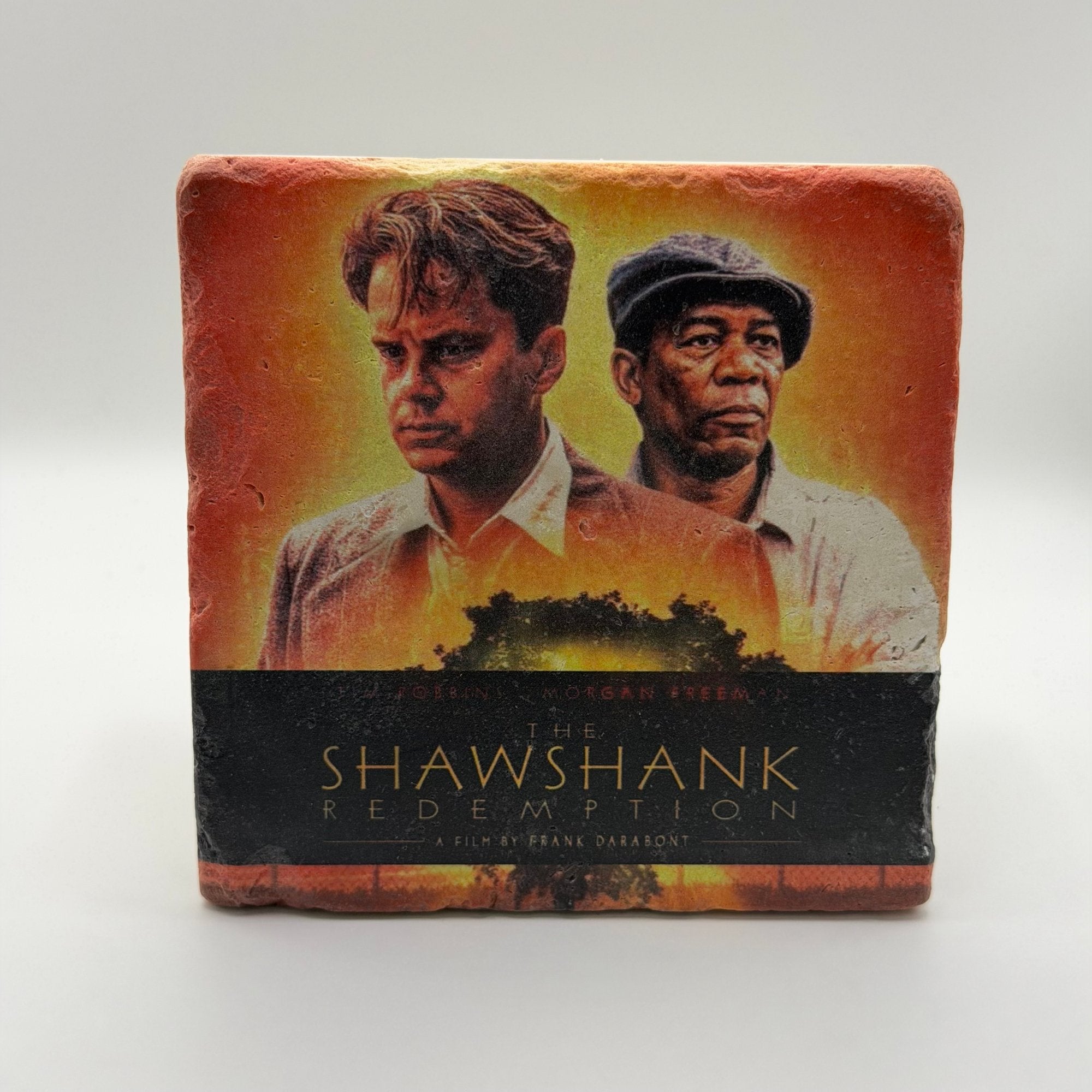 The Shawshank Redemption artwork printed on square travertine stone coaster