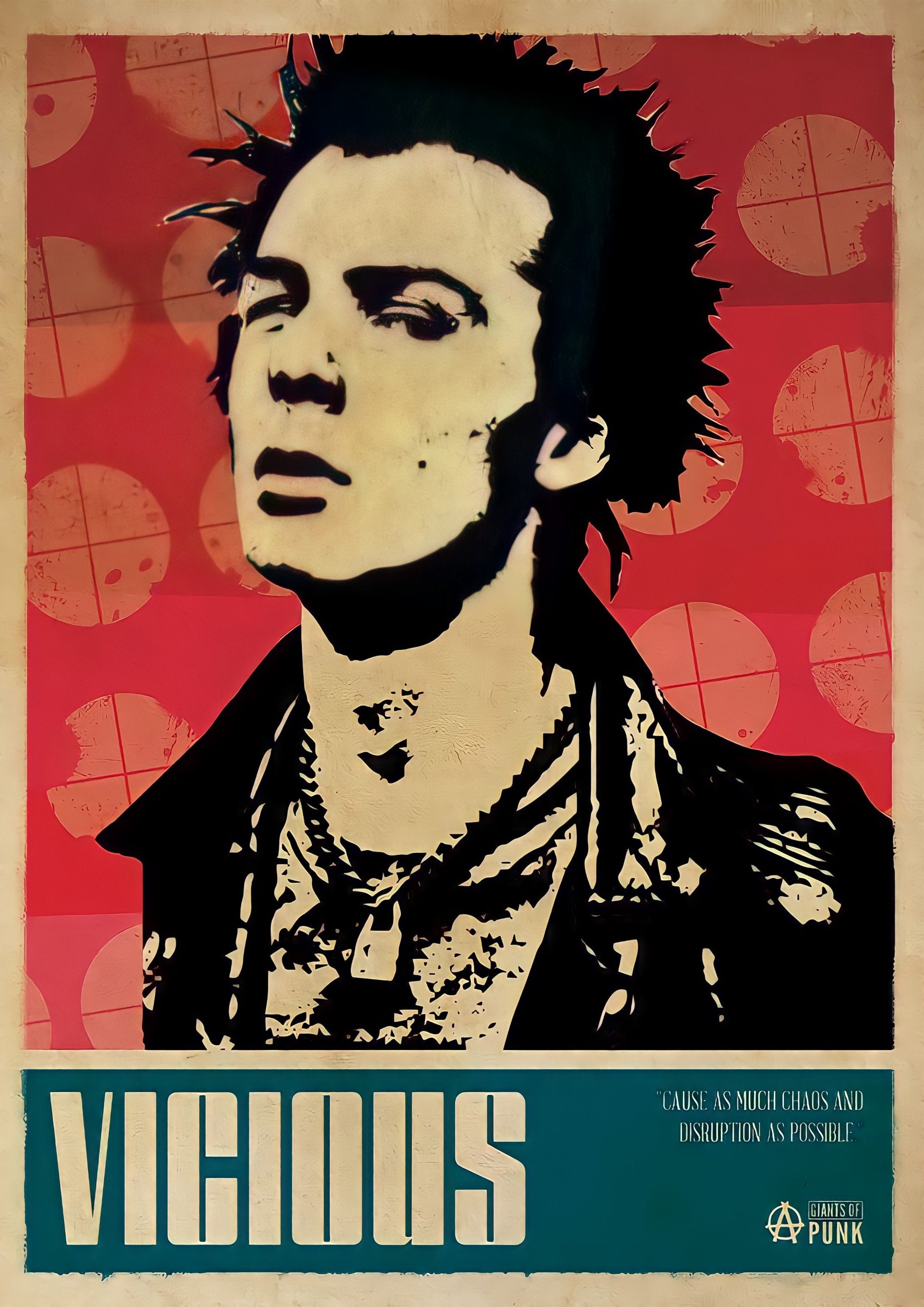 Sid Vicious artwork printed on MDF wall poster