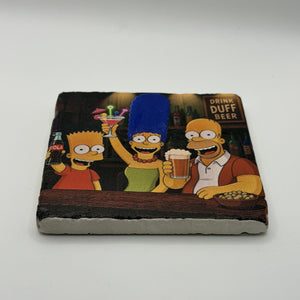 Simpsons Family Drink Duff Beer Natural Travertine Stone Coaster premium artwork