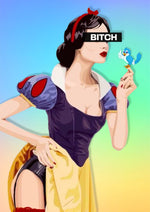 Snow White Bitch Headphones cartoon artwork printed on MDF wall poster