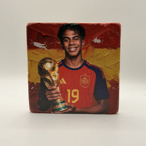 Soccer Player Natural Travertine Stone Coaster artwork