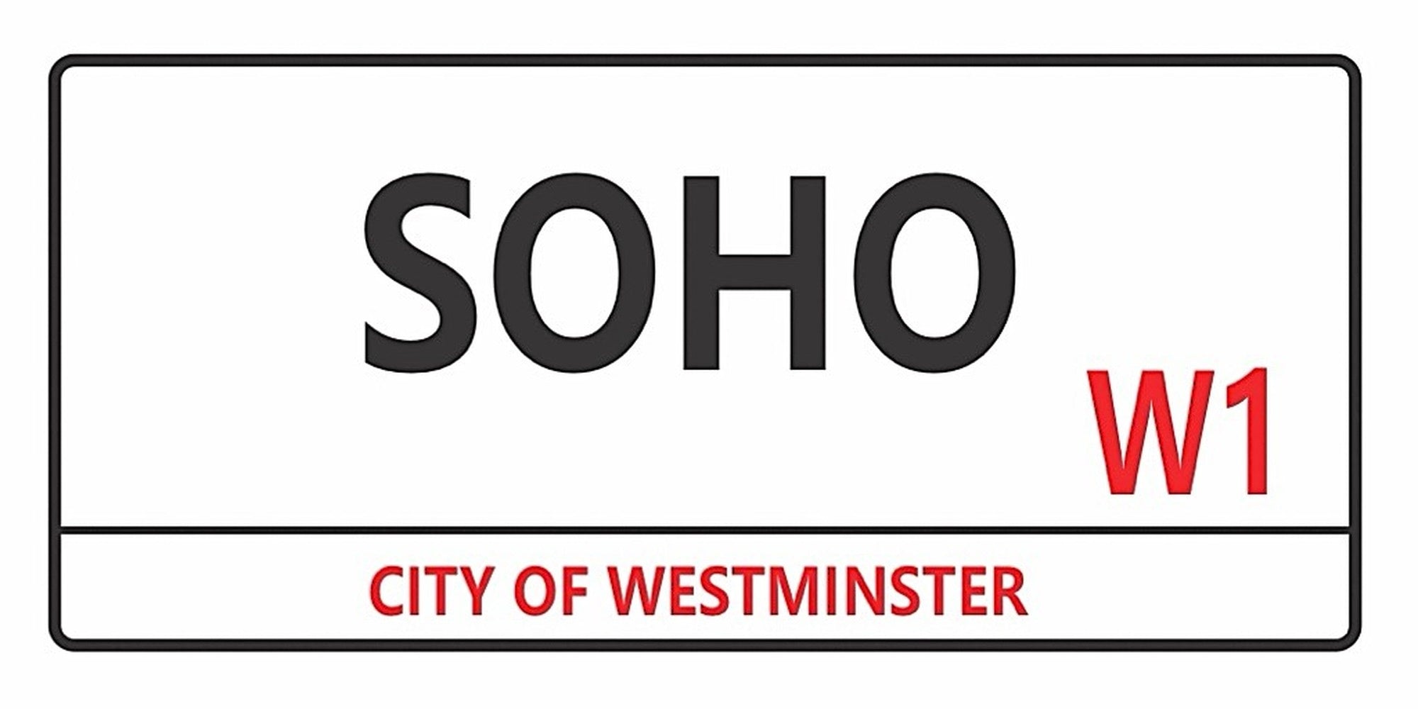 Soho London street sign design displayed as wall decor