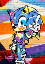 Sonic Rainbow artwork printed on MDF wall poster