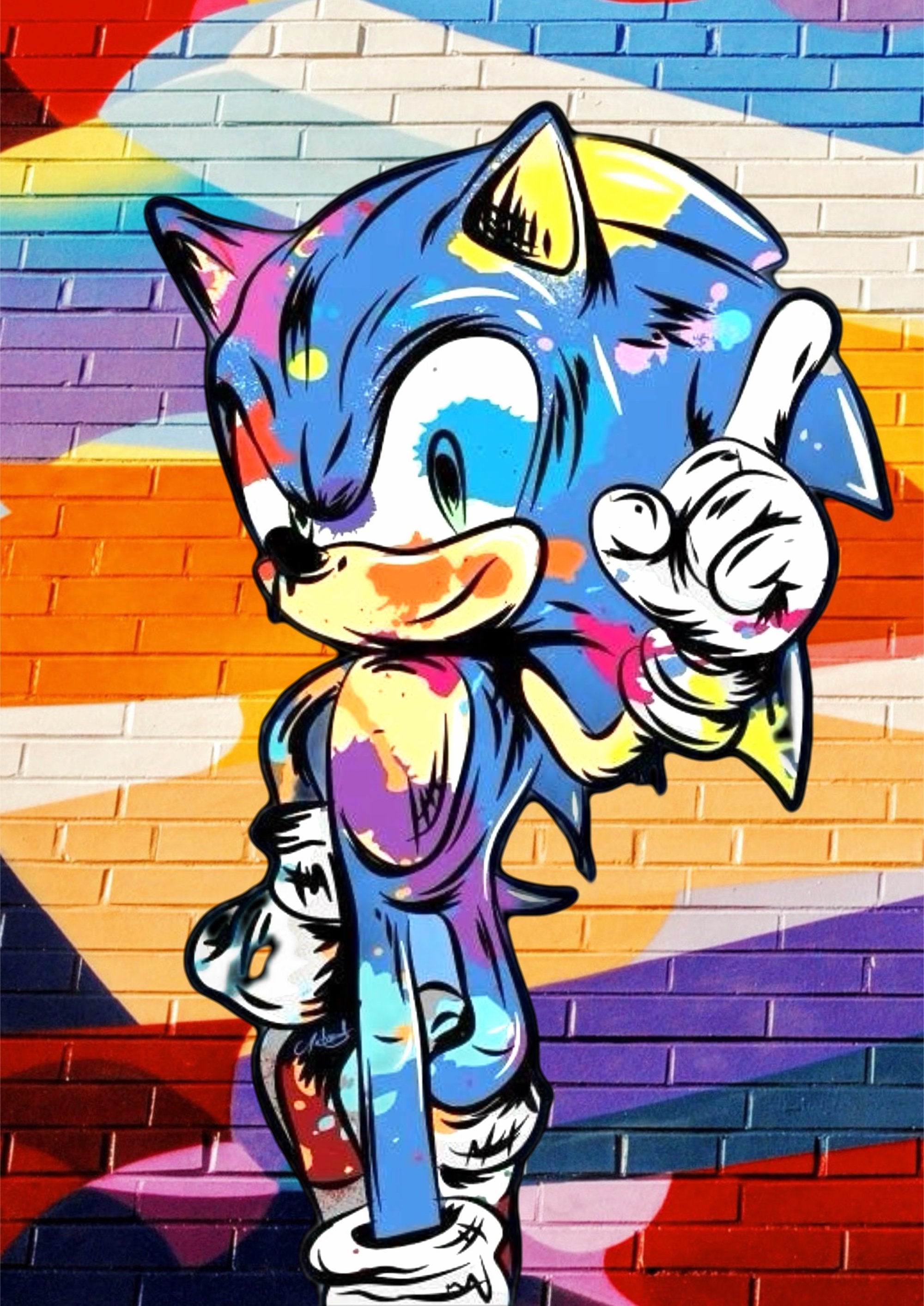 Sonic Rainbow artwork printed on MDF wall poster