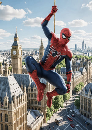 Spider-Man London movie theatre artwork printed on MDF wall poster