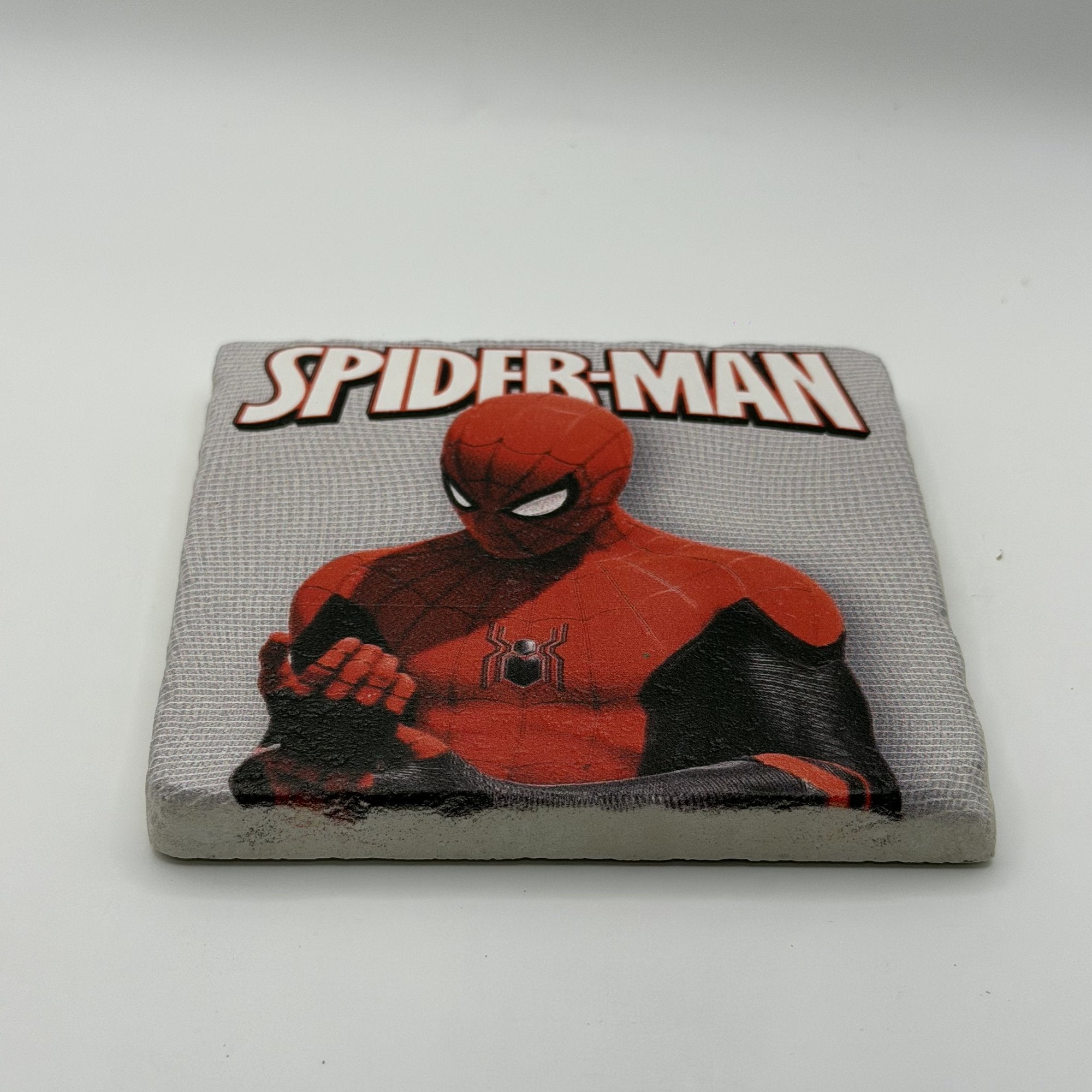 Spider Man Natural Travertine Stone Coaster artwork