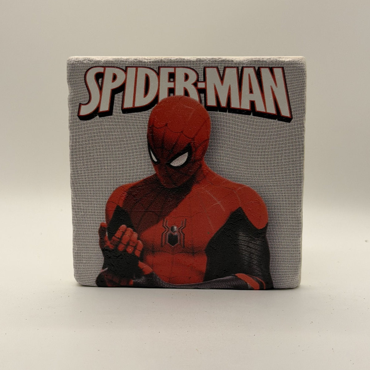 Spider Man Natural Travertine Stone Coaster artwork