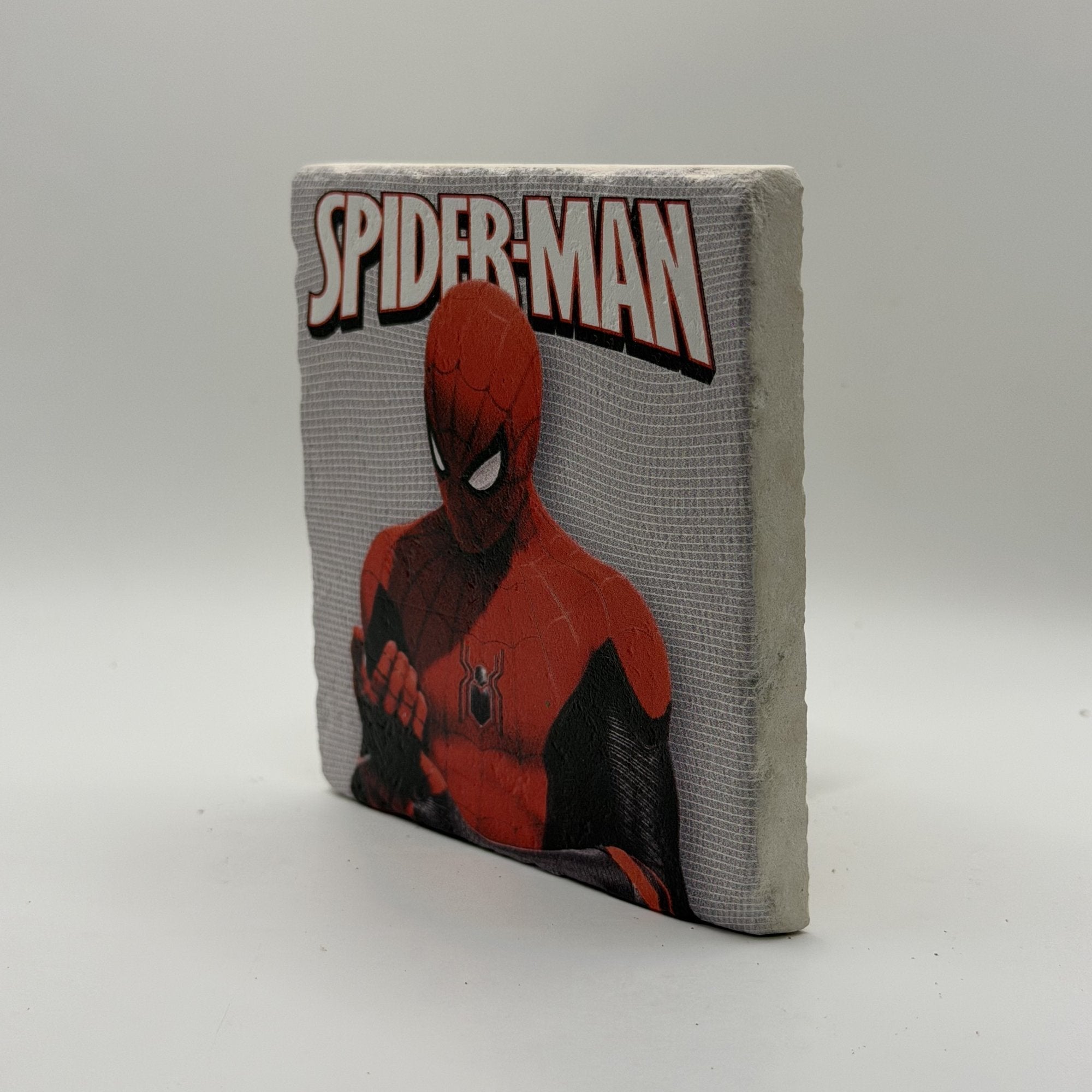 Spider Man Natural Travertine Stone Coaster artwork