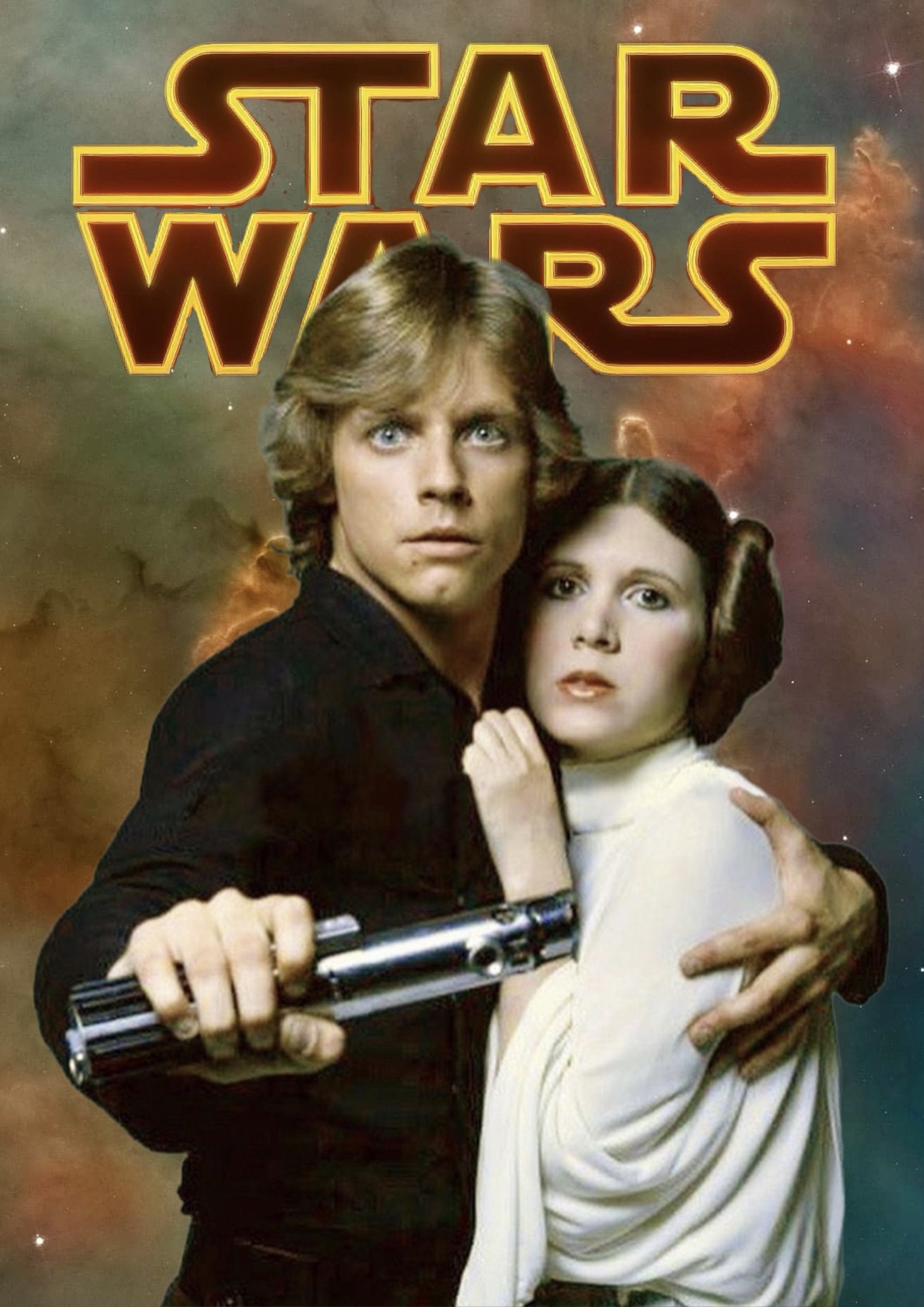 Star Wars Luke and Leia artwork printed on MDF wall poster