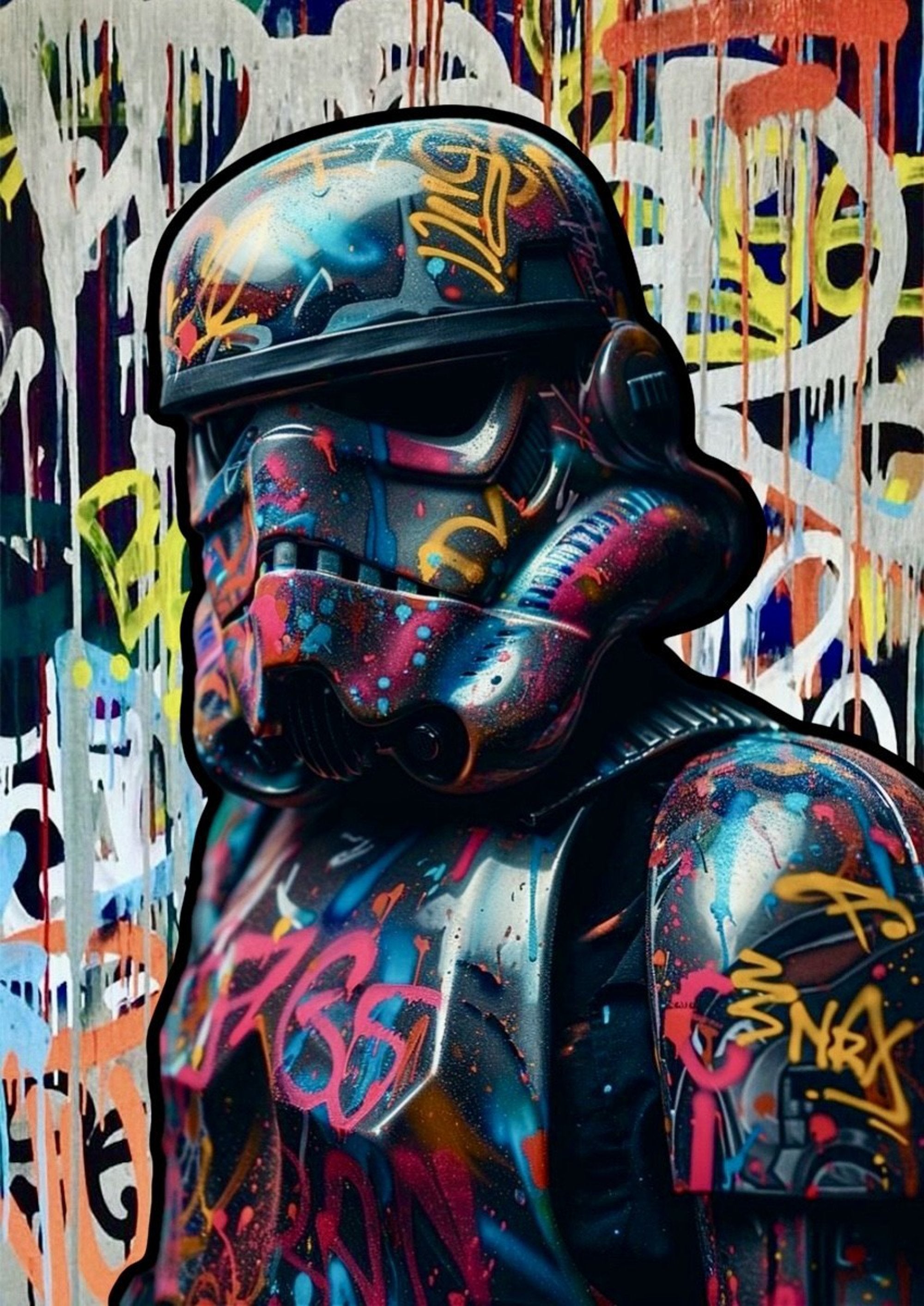 Star Wars Stormtrooper Graffiti artwork printed on MDF wall poster