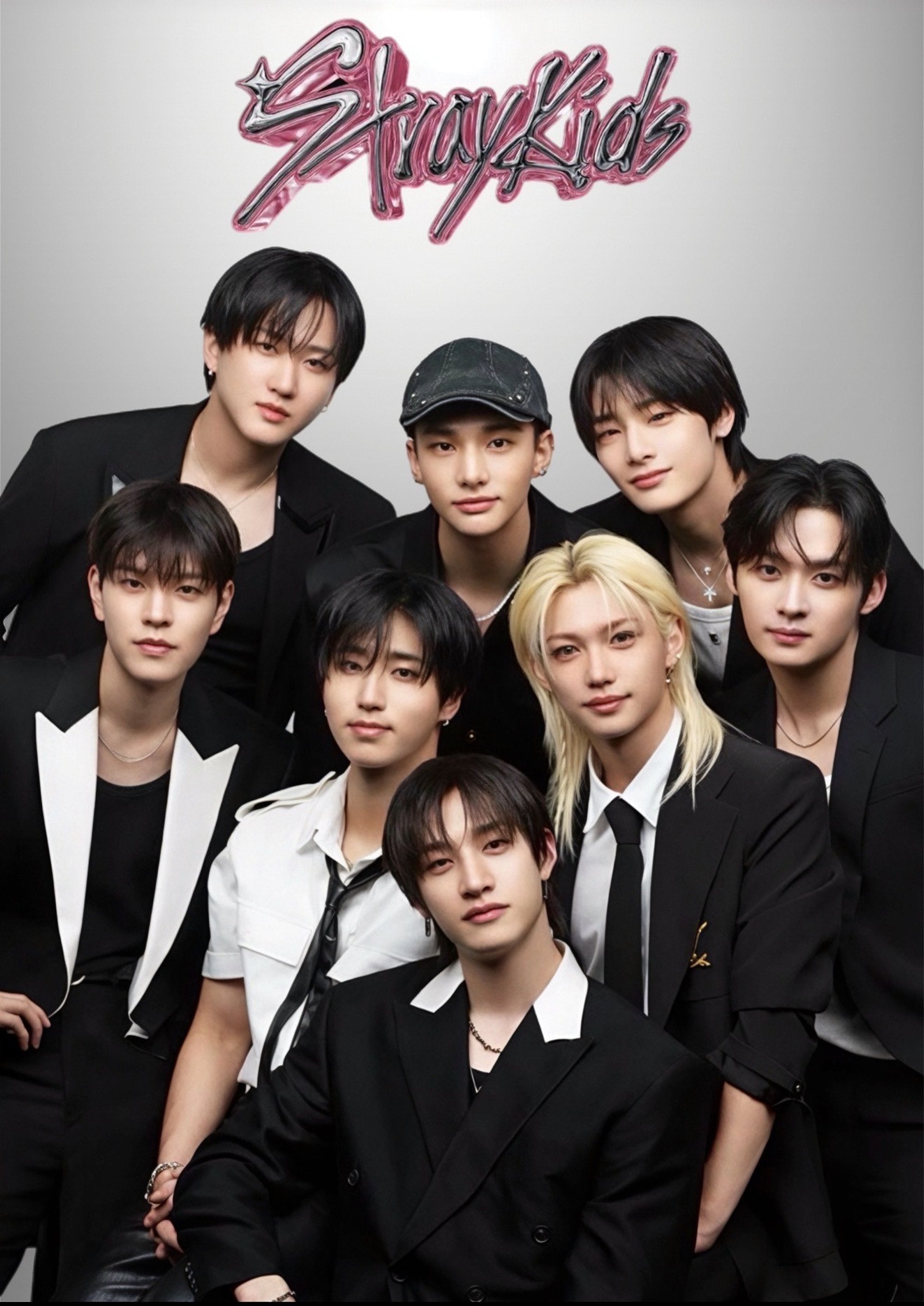 Stray Kids Black Suit Edition 1 artwork printed on MDF wall poster