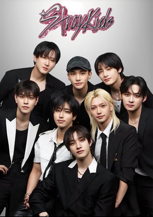Stray Kids Black Suit Edition 1 artwork printed on MDF wall poster