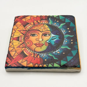 Sun and Moon Natural Travertine Stone Coaster
