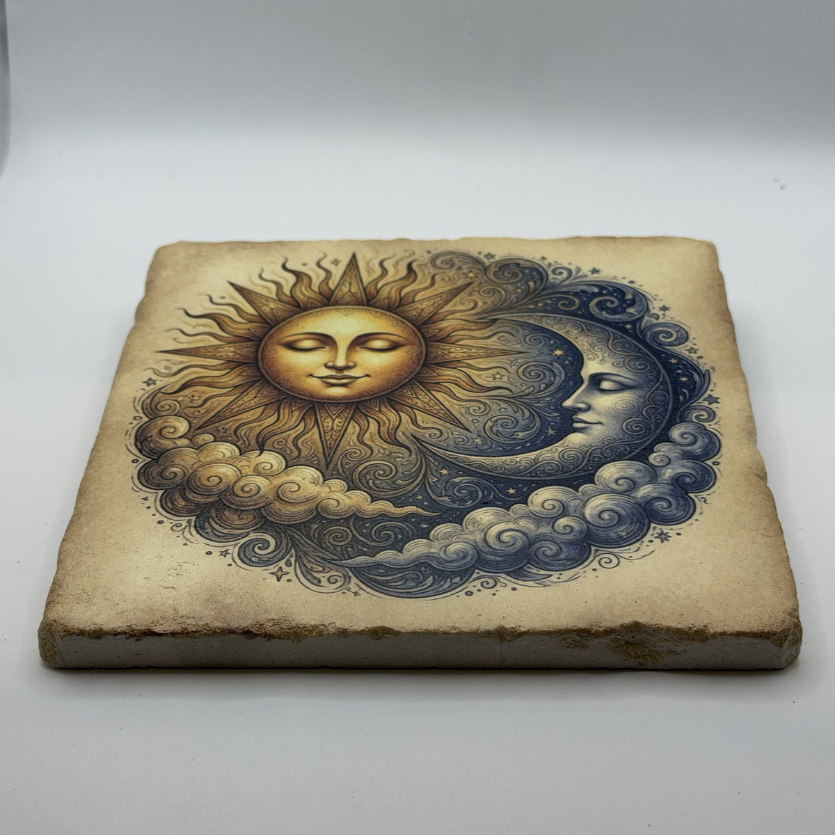 Sun And Moon Day and Night Natural Travertine Stone Hotpad 2