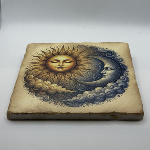 Sun And Moon Day and Night Natural Travertine Stone Hotpad 2