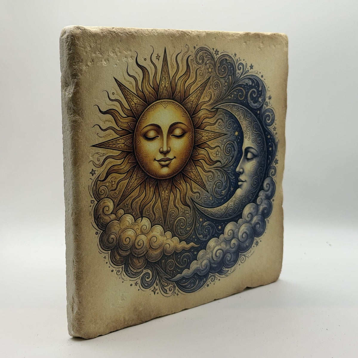 Sun And Moon Day and Night Natural Travertine Stone Hotpad 3