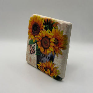Sunflower Bouquet and Butterfly Stone Coaster