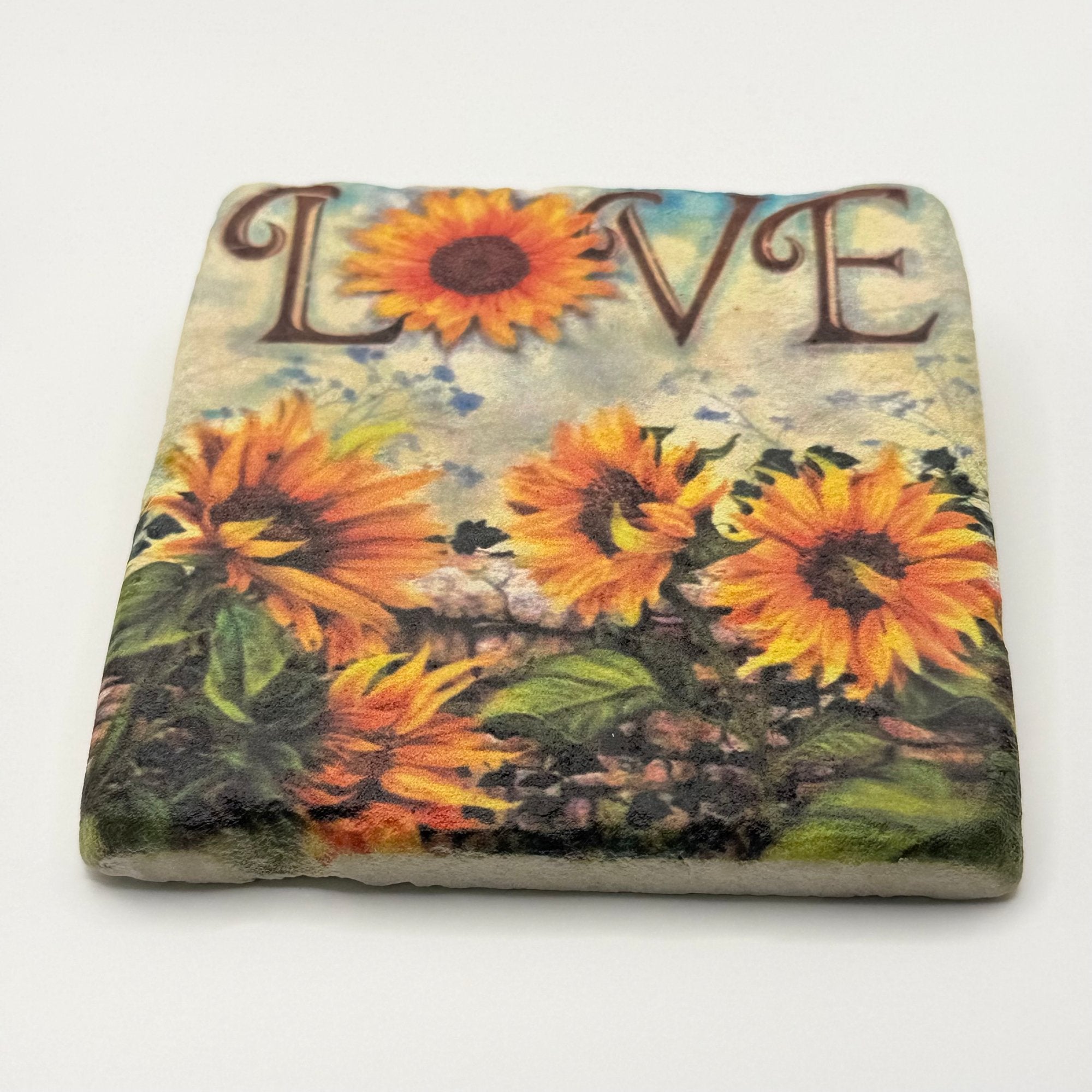 Vintage Sunflower Botanical Stone Coaster