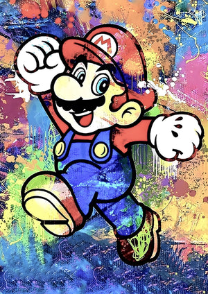 Super Mario Graffiti artwork printed on MDF wall poster