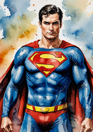 Superman Portrait artwork printed on MDF wall poster