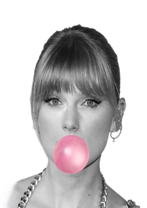 Taylor Swift bubblegum artwork printed on MDF wall poster