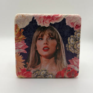 Taylor Swift song lyrics printed on square travertine stone coaster