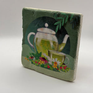 Tea Pot Green Stone Coaster