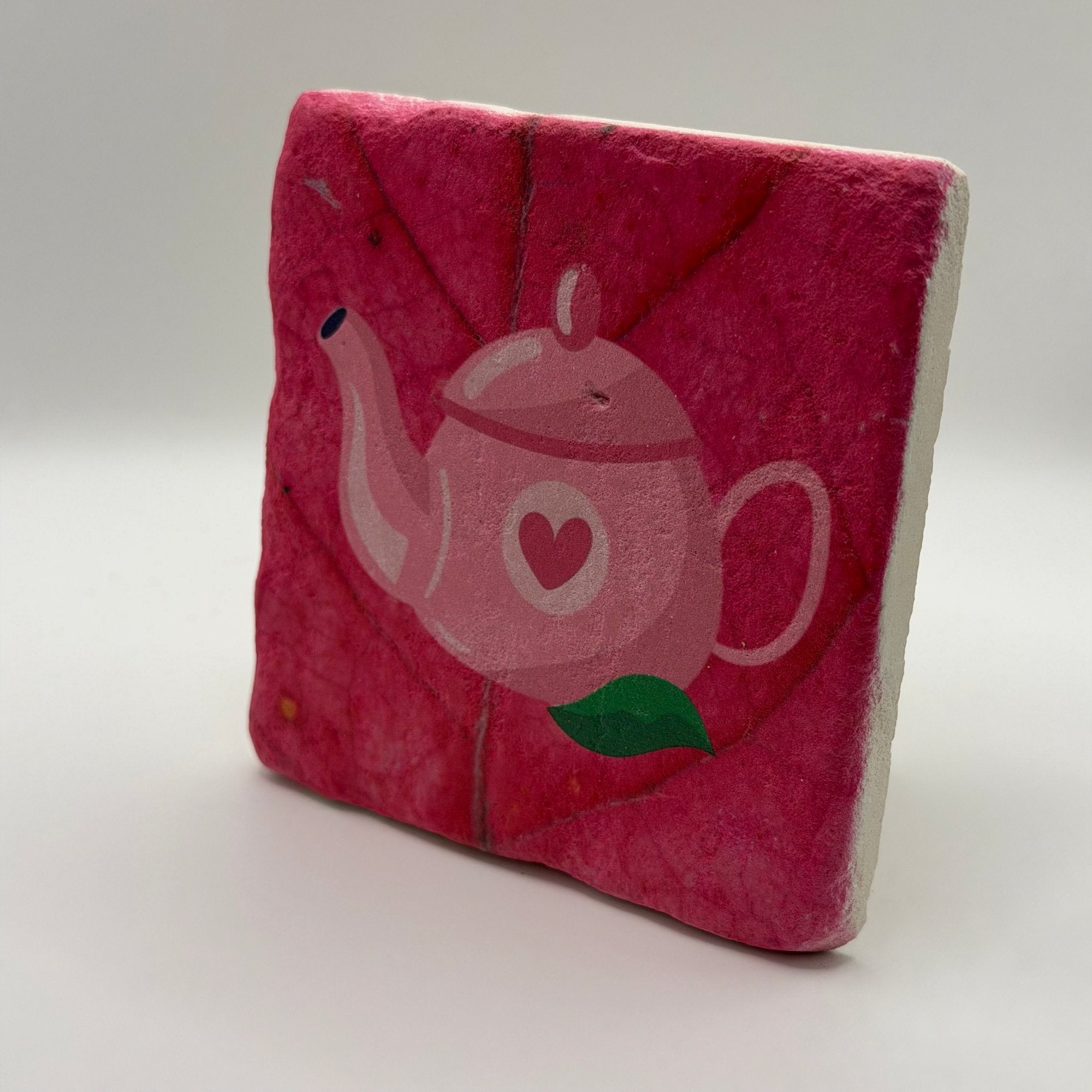 Vintage Tea Pot Red Stone Coaster