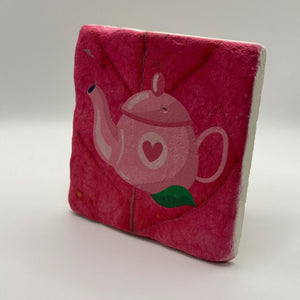 Vintage Tea Pot Red Stone Coaster