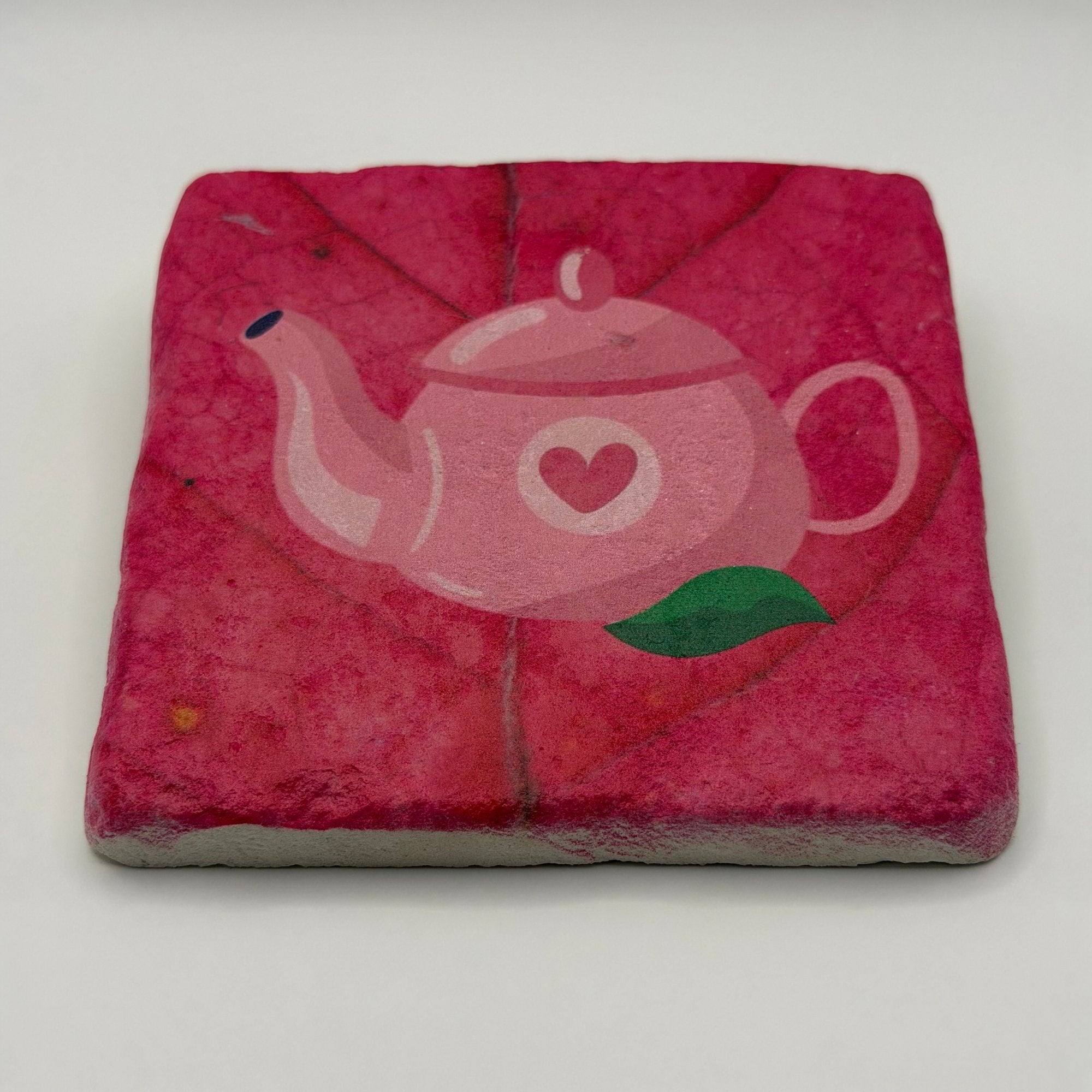 Vintage Tea Pot Red Stone Coaster